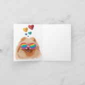 Pommeren Hond met hartenValentijnsdag Kaart (Binnen)