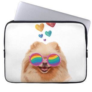 Pommeren Hond met hartenValentijnsdag Laptop Sleeve