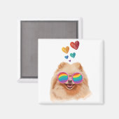 Pommeren Hond met hartenValentijnsdag Magneet (Voorkant / Achterkant)