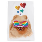 Pommeren Hond met hartenValentijnsdag Medium Cadeauzakje (Voorkant)