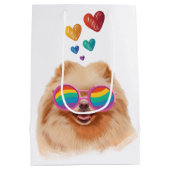 Pommeren Hond met hartenValentijnsdag Medium Cadeauzakje (Achterkant)