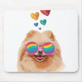 Pommeren Hond met hartenValentijnsdag Muismat (Voorkant)