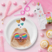 Pommeren Hond met hartenValentijnsdag Papieren Bordje (Feest)