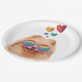 Pommeren Hond met hartenValentijnsdag Papieren Bordje (Gekanteld)