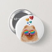 Pommeren Hond met hartenValentijnsdag Ronde Button 5,7 Cm (Voorkant /achterkant)