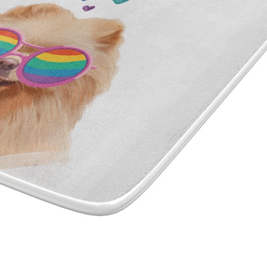 Pommeren Hond met hartenValentijnsdag Snijplank (Hoek)