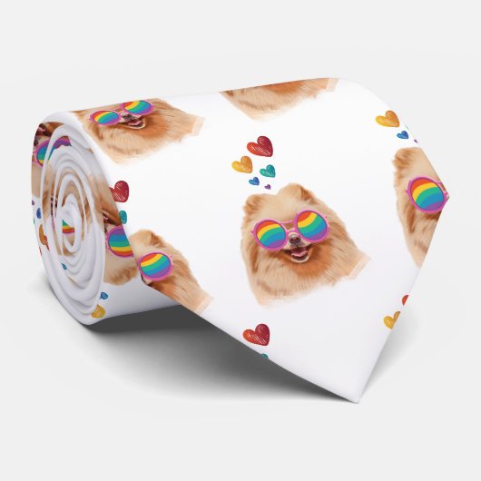 Pommeren Hond met hartenValentijnsdag Stropdas (Opgerold)
