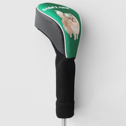Pommeren Hondenliefhebber Groen Persoonlijk Golfheadcover (Schuin)