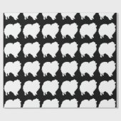 Pommeren hondenpakpapier wit silhouet zwart cadeaupapier (Vlak)