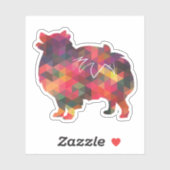 Pommeren Hondenras Geo Silhouette Multi Sticker (Vel)