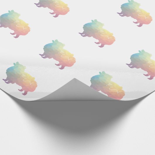 Pommeren Hondenras Geo Silhouette Pastel Cadeaupapier (Hoek)
