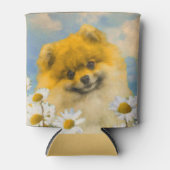 Pommeren in Daisies schilderen - Oorspronkelijke h Blikjeskoeler (Voorkant)