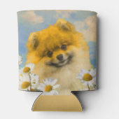 Pommeren in Daisies schilderen - Oorspronkelijke h Blikjeskoeler (Achterkant)