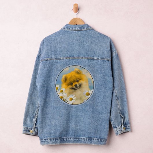 Pommeren in Daisies schilderen - Oorspronkelijke h Denim Jacket (Hangar)