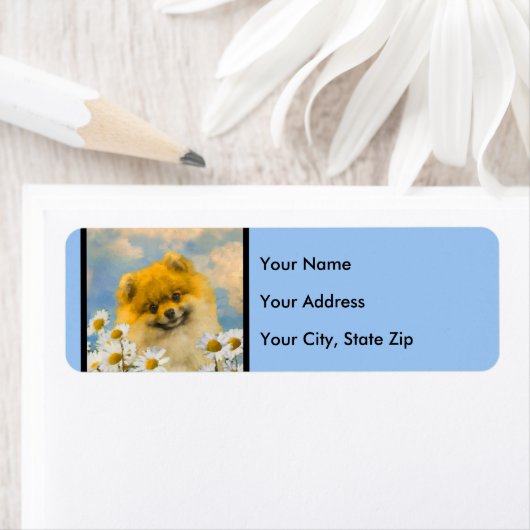 Pommeren in Daisies schilderen - Oorspronkelijke h Etiket (Insitu)