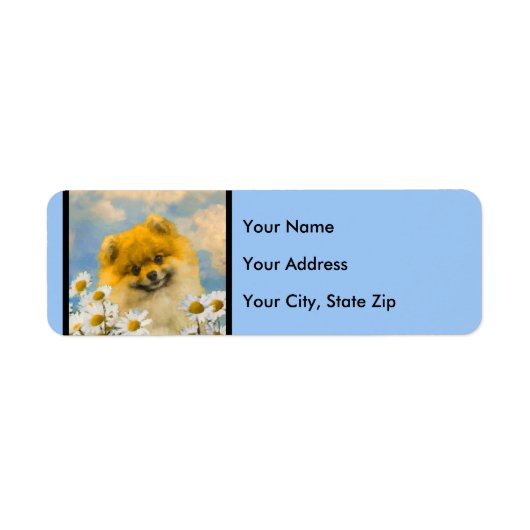 Pommeren in Daisies schilderen - Oorspronkelijke h Etiket (Voorkant)