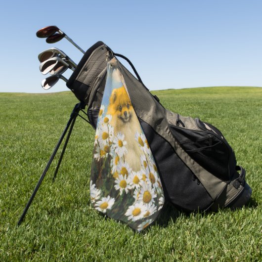 Pommeren in Daisies schilderen - Oorspronkelijke h Golfhanddoek (Groen)