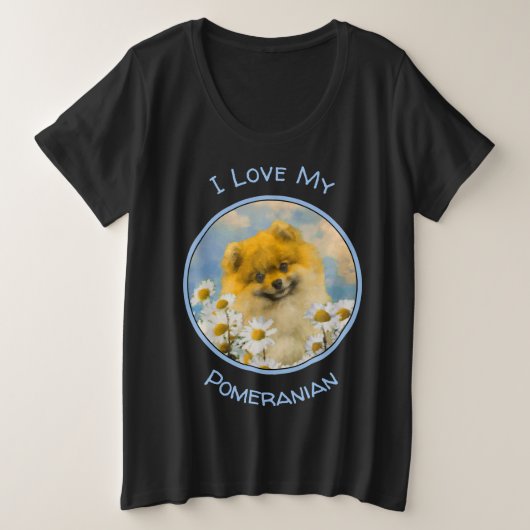 Pommeren in Daisies schilderen - Oorspronkelijke h Grote Maat T-shirt (Design voorkant)