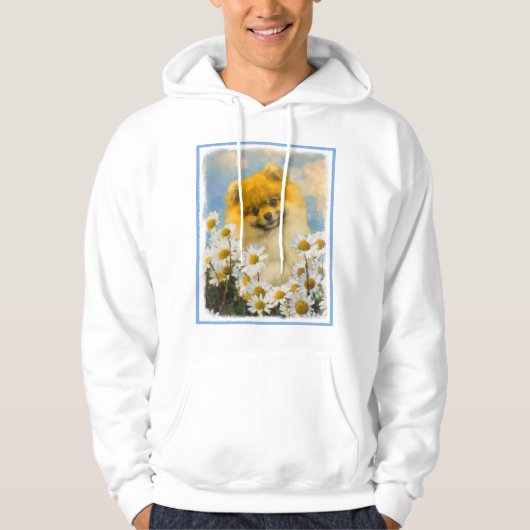 Pommeren in Daisies schilderen - Oorspronkelijke h Hoodie (Voorkant)