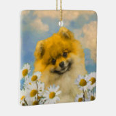 Pommeren in Daisies schilderen - Oorspronkelijke h Keramisch Ornament (Rechts)