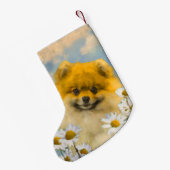 Pommeren in Daisies schilderen - Oorspronkelijke h Kleine Kerstsok (Achterkant (Hangend))