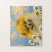 Pommeren in Daisies schilderen - Oorspronkelijke h Legpuzzel (Verticaal)