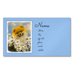Pommeren in Daisies schilderen - Oorspronkelijke h Magnetisch Visitekaartje