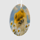 Pommeren in Daisies schilderen - Oorspronkelijke h Ornament (voorkant)