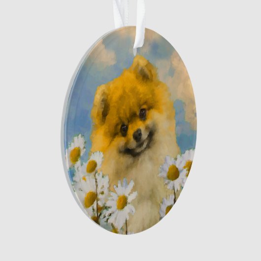 Pommeren in Daisies schilderen - Oorspronkelijke h Ornament (voorkant)