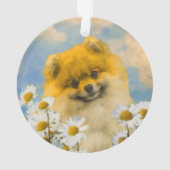 Pommeren in Daisies schilderen - Oorspronkelijke h Ornament (achterkant)