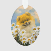 Pommeren in Daisies schilderen - Oorspronkelijke h Ornament (voorkant)