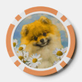 Pommeren in Daisies schilderen - Oorspronkelijke h Poker Chips (Achterkant)