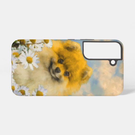 Pommeren in Daisies schilderen - Oorspronkelijke h Samsung Galaxy Hoesje (Achterkant horizontaal)