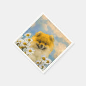 Pommeren in Daisies schilderen - Oorspronkelijke h Servet (Hoek)