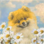 Pommeren in Daisies schilderen - Oorspronkelijke h Sticker (Voorkant)