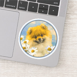 Pommeren in Daisies schilderen - Oorspronkelijke h Sticker