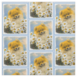 Pommeren in Daisies schilderen - Oorspronkelijke h Stof