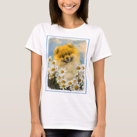 Pommeren in Daisies schilderen - Oorspronkelijke h T-shirt (Voorkant)