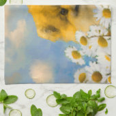 Pommeren in Daisies schilderen - Oorspronkelijke h Theedoek (Gevouwen)