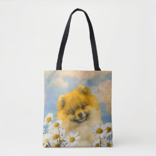 Pommeren in Daisies schilderen - Oorspronkelijke h Tote Bag