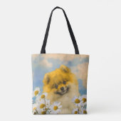 Pommeren in Daisies schilderen - Oorspronkelijke h Tote Bag (Achterkant)