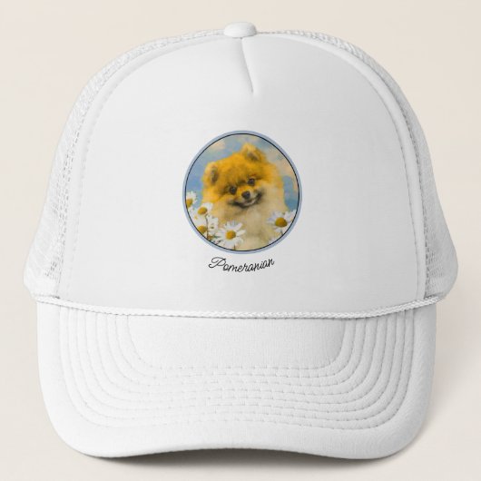 Pommeren in Daisies schilderen - Oorspronkelijke h Trucker Pet (Voorkant)