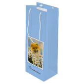 Pommeren in Daisies schilderen - Oorspronkelijke h Wijn Cadeautas (Voorkant Gekanteld)