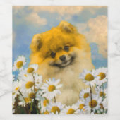 Pommeren in Daisies schilderen - Oorspronkelijke h Wijn Etiket (Enkel label)