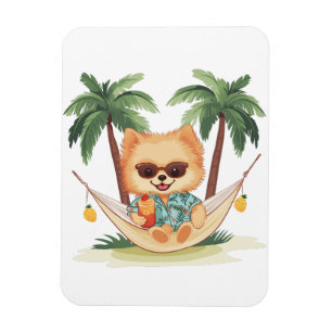 Pommeren in een hangmat Hawaiiaans Shirt Magneet