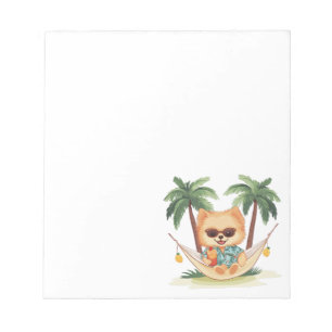 Pommeren in een hangmat Hawaiiaans Shirt Notitieblok