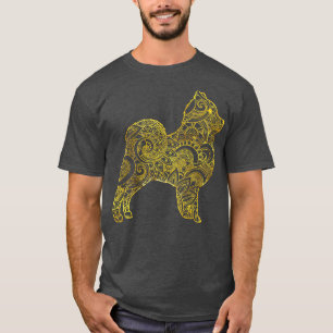 Pommeren in gouden decoratieve patronen t-shirt