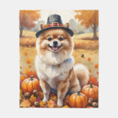 Pommeren in het najaar laat Thanksgiving kunst ach Fleece Deken (Voorkant)