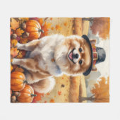 Pommeren in het najaar laat Thanksgiving kunst ach Fleece Deken (Voorkant (Horizontaal))