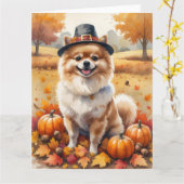 Pommeren in het najaar laat Thanksgiving kunst ach Kaart (Gele Bloem)